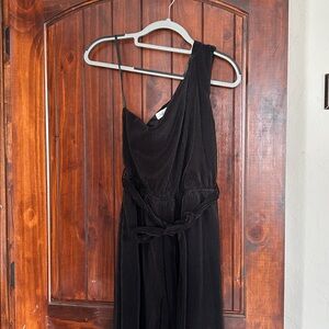 She + Sky Black Ribbed One Shoulder Jumpsuit